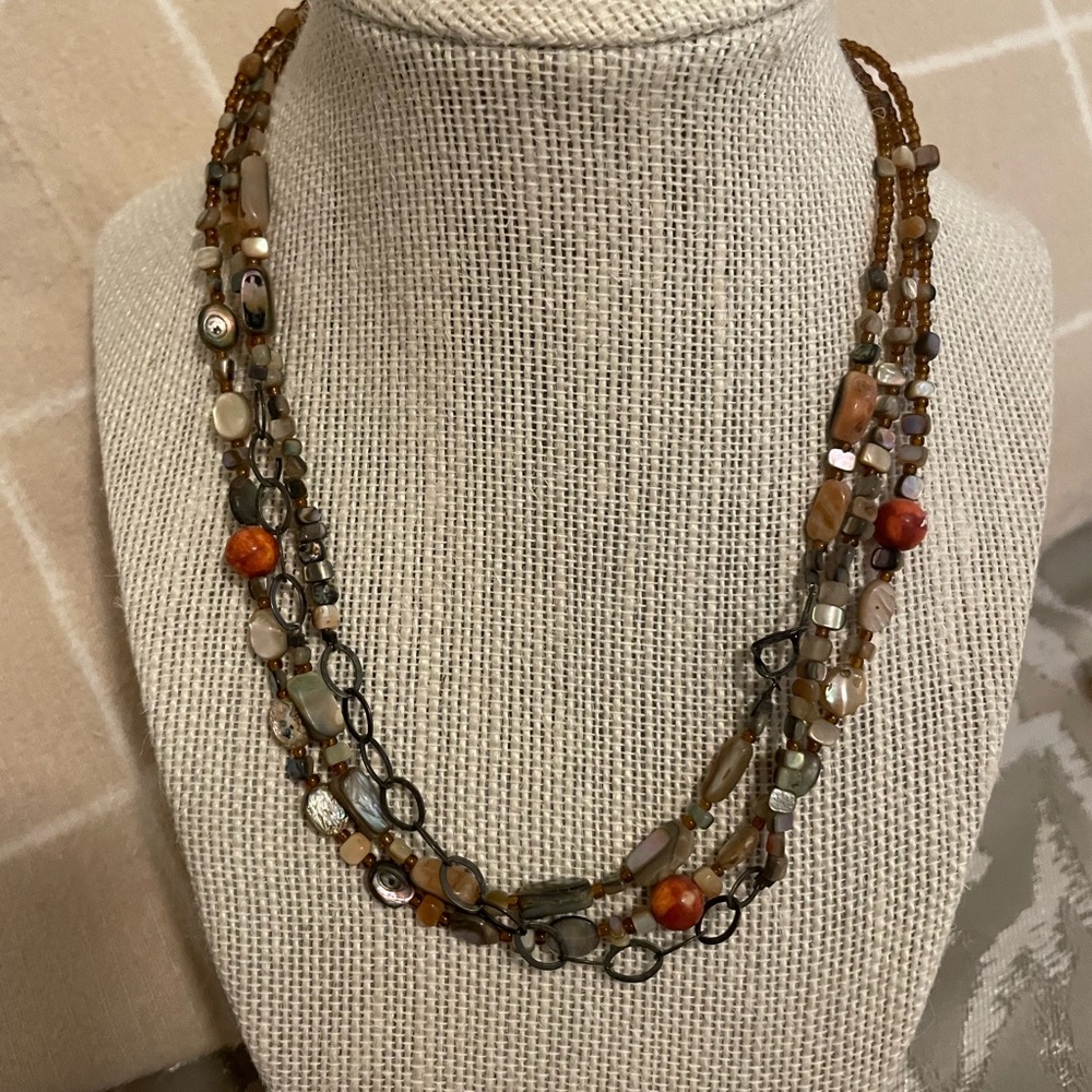 Silpada red coral and abalone necklace
